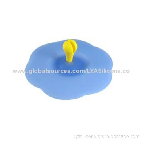 Blue Flower Shape FDA Silicone Cup Lid, OEM and ODM Designs Welcomed